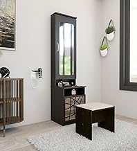 COUCH CULTURE Paris Wooden Dressing Table with Mirror & Storage | Engineering Wood | Vanity Table with Mirror | Vanity Dressing Table for Bedroom, Living Room | 1-Year Warranty - Black