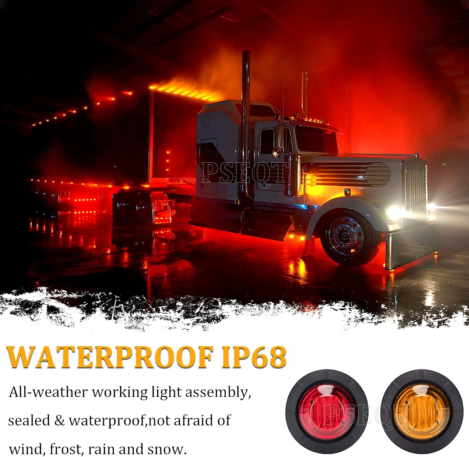 PSEQT 3/4 Inch Trailer Marker LED Lights, Side Clearance Indicators Tail Light Waterproof for Trailer Truck Car Bus Van Pickup RV Wrangler ATV UTV Boat(10pcs Red & 10pcs Amber)