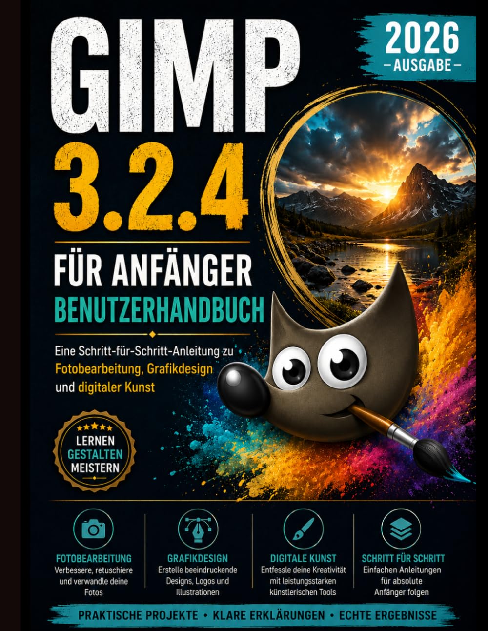 GIMP 3.2.4 FÜR ANFÄNGER BENUTZERHANDBUCH 2026: Eine Schritt-für-Schritt-Anleitung zur Fotobearbeitung, Grafikdesign und digitale Kunst