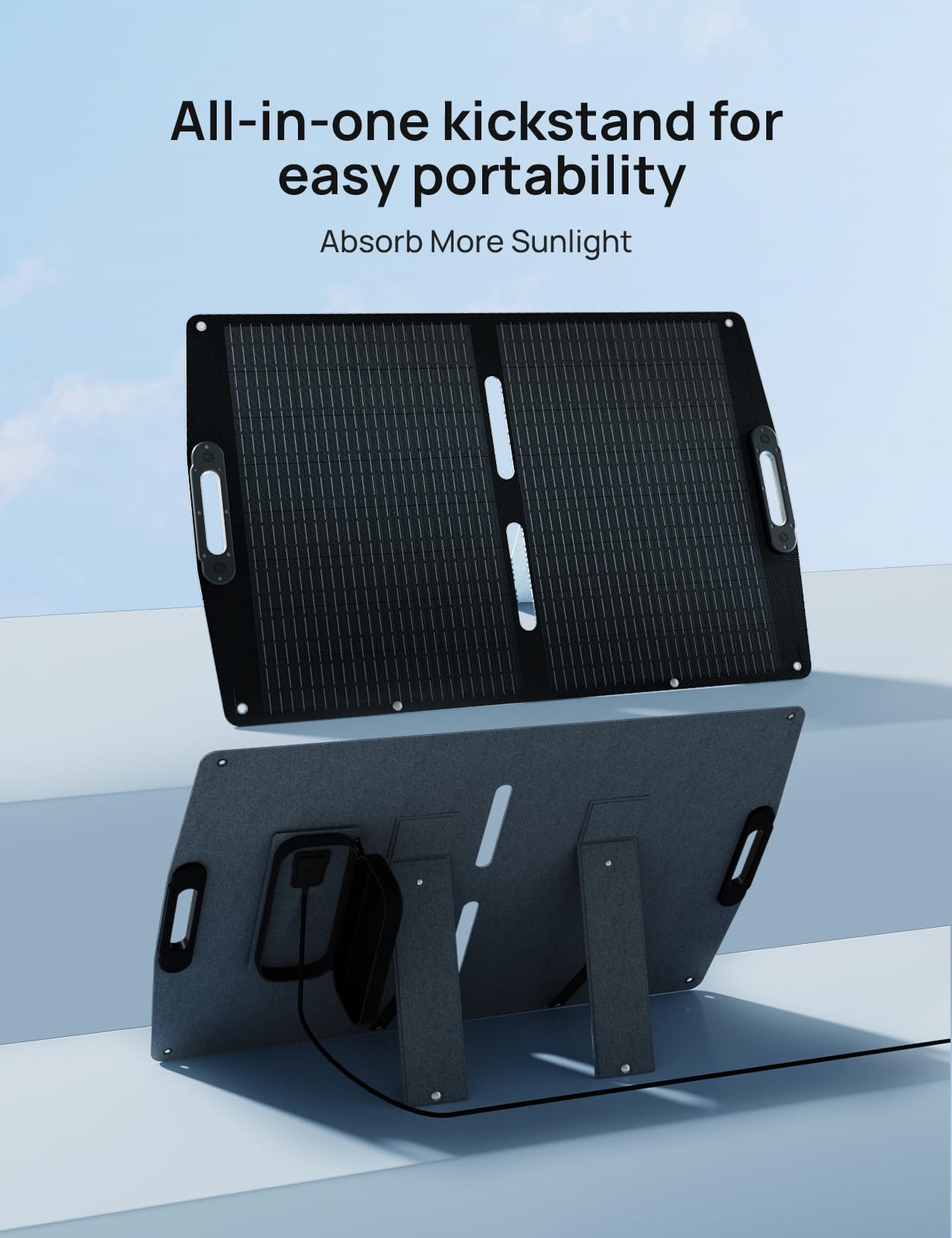 ECO-WORTHY Panel solar plegable monocristalino de 100 W y 12 V con soportes ajustables para carga de batería de 12 V, caravana, caravana, barco, estación de energía