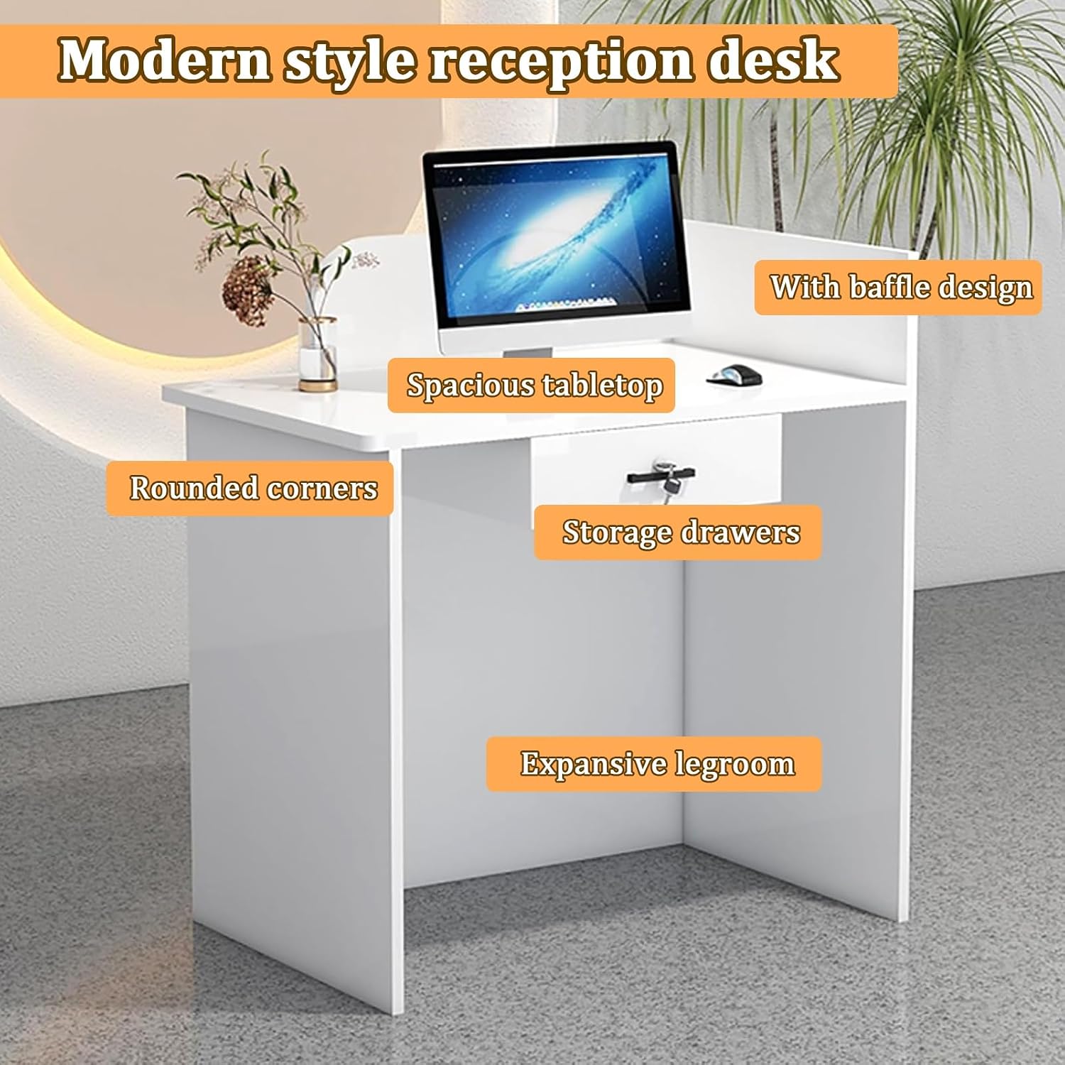 Reception Desk,L-Shap Cashier Front Desk with Lockable Drawers,Front Desk Reception Room Table,Modern Retail Counter,Small Reception Desk,Modern Reception Desk,for Home Office Lobby Salon