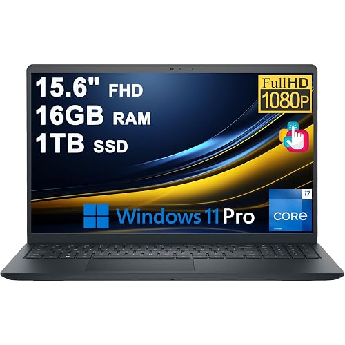 Dell 15 Business Laptop 15.6" FHD Anti-Glare Touchscreen Intel 10-core i7-1355U 16GB RAM 1TB SSD Type-C ExpressCharge Long-Lasting Battery Win11Pro