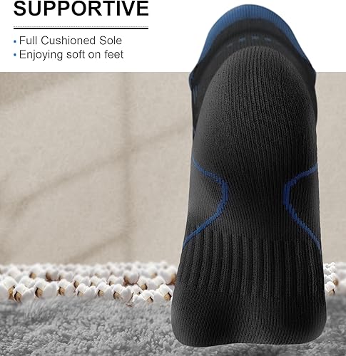 Miniatura 4 de KEMISANT Calcetines de correr para hombre, 6 pares, calcetines de compresión atléticos acolchados para hombres, soporte de compresión para caminar y