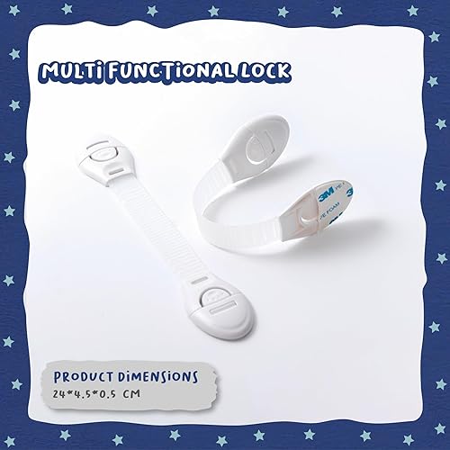 Miniatura 3 de Cerradura multifuncional a prueba de gabinete de seguridad infantil  Adhesivo seguro rápido y fácil 3M, correas adhesivas multiusos  A prueba de