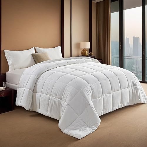 Miniatura 9 de Edredón tamaño King extragrande de color rosa de 120 x 120 pulgadas, alternativa al plumón ligero, para todas las estaciones, 8 pestañas en las