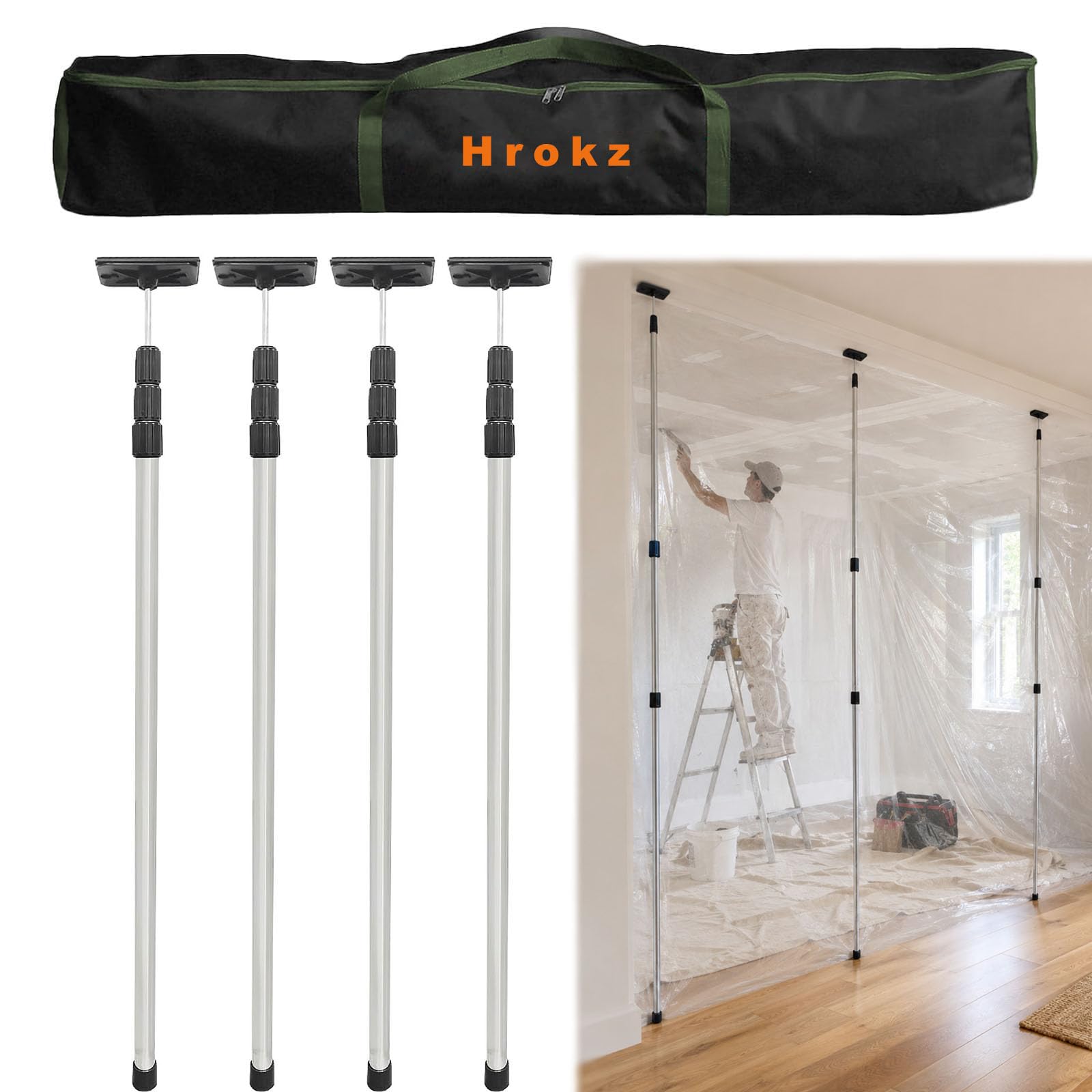 Amazon.com: 10FT Dust Barrier Poles 4 Pack, Stainless Steel