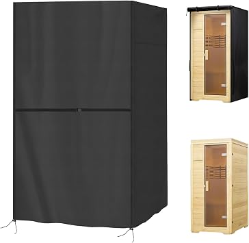 Outdoor Sauna Cover, 420D Oxford Heavy Duty Windproof Wood Sauna Covers, UV Protection Sauna Room Cover Replacement All-Weather 28" x 33"x 58.5"