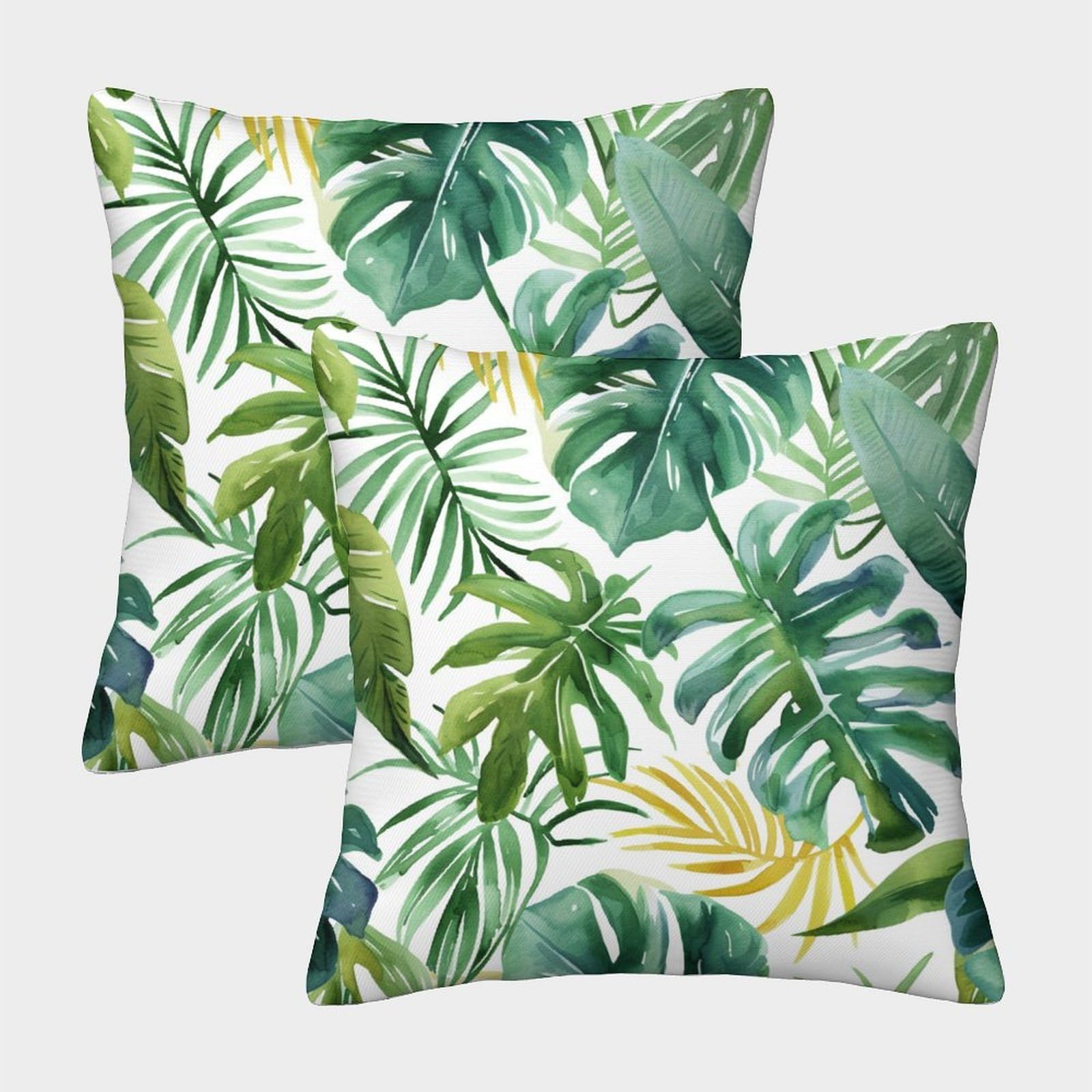kaiyun 2 Pack Tropical Leaves - Plants Square Pillow Cover Cushion Cover 45x45cm Suitable for Sofa Bed Chair,3D Pattern