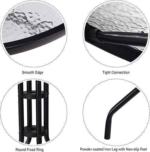 Miniatura 7 de S AFSTAR Mesa de bistró para exteriores, mesa de patio de vidrio templado con práctico agujero para paraguas, mesa de comedor exterior, mesa de