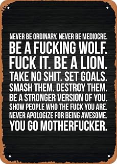 Gym Motivation Motivational Words Wall Art 12 inches x 8 inches Metal Tin Retro Vintage Sign, Dreyooy