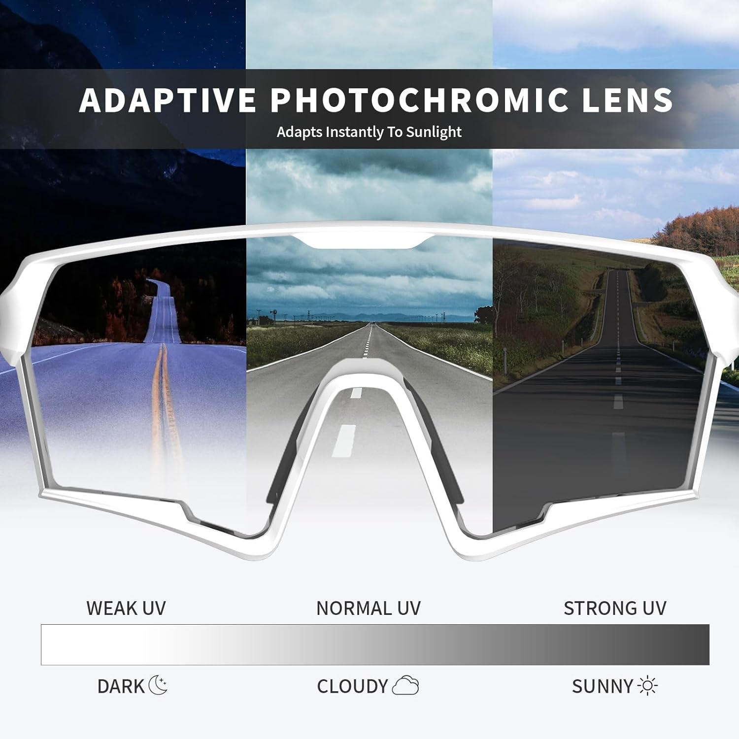 Photochromic Cycling Sunglasses for Men Women Youth, UV Protection Sports Sunglasses for Baseball, Running, Driving