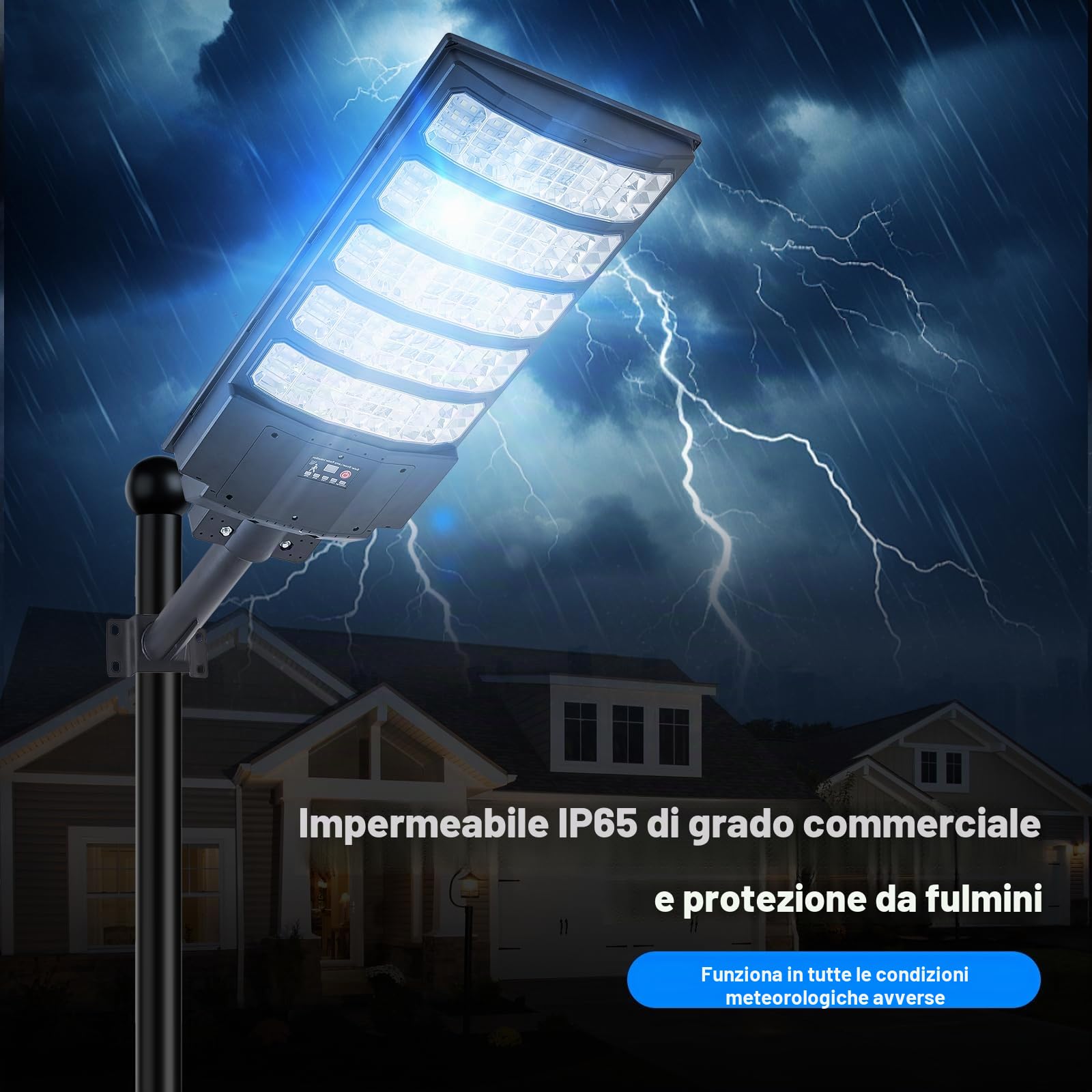 YACAISI 6000W Solar Street Light all'aperto, 8500K Super Bright Commercial Parking Lot Dusk to Dawn Waterproof Lights, LED Solar Security Motion Sensor Lamps per tribunale, garage, cortile, strada