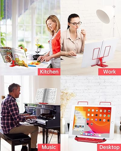 Miniatura 12 de Honagu Adjustable Reading Rest - Book Holder, Documents Stand, Sturdy Typing Stand for Recipes, Textbooks, Tablet, Music Books (Navy Blue)