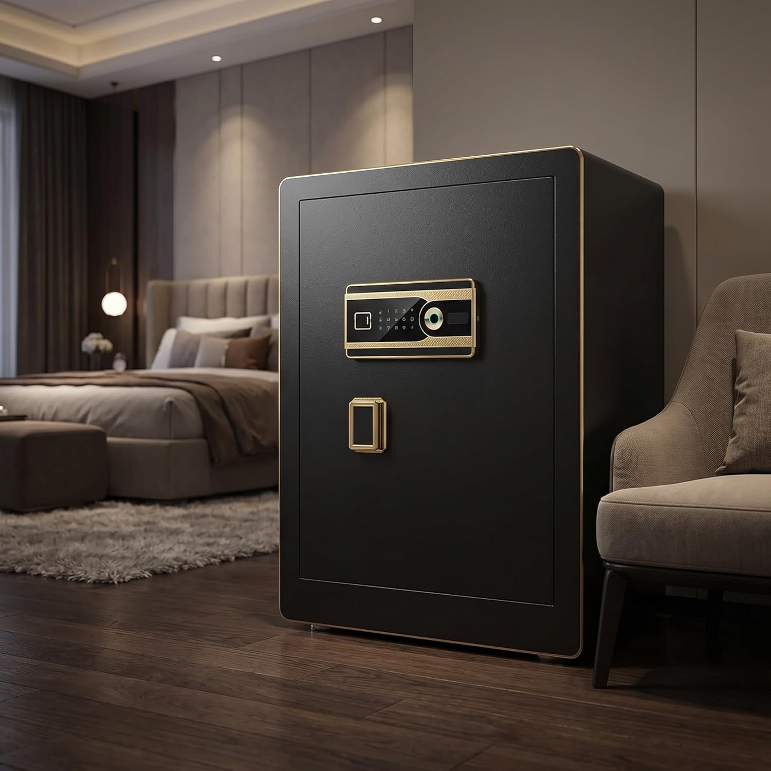Fireproof Biometric Safe - Digital Security Safe For Home, Office, Hotel, Protect Money, Documents, Jewelry, Guns & Ammo, Theft-resistant Storage
