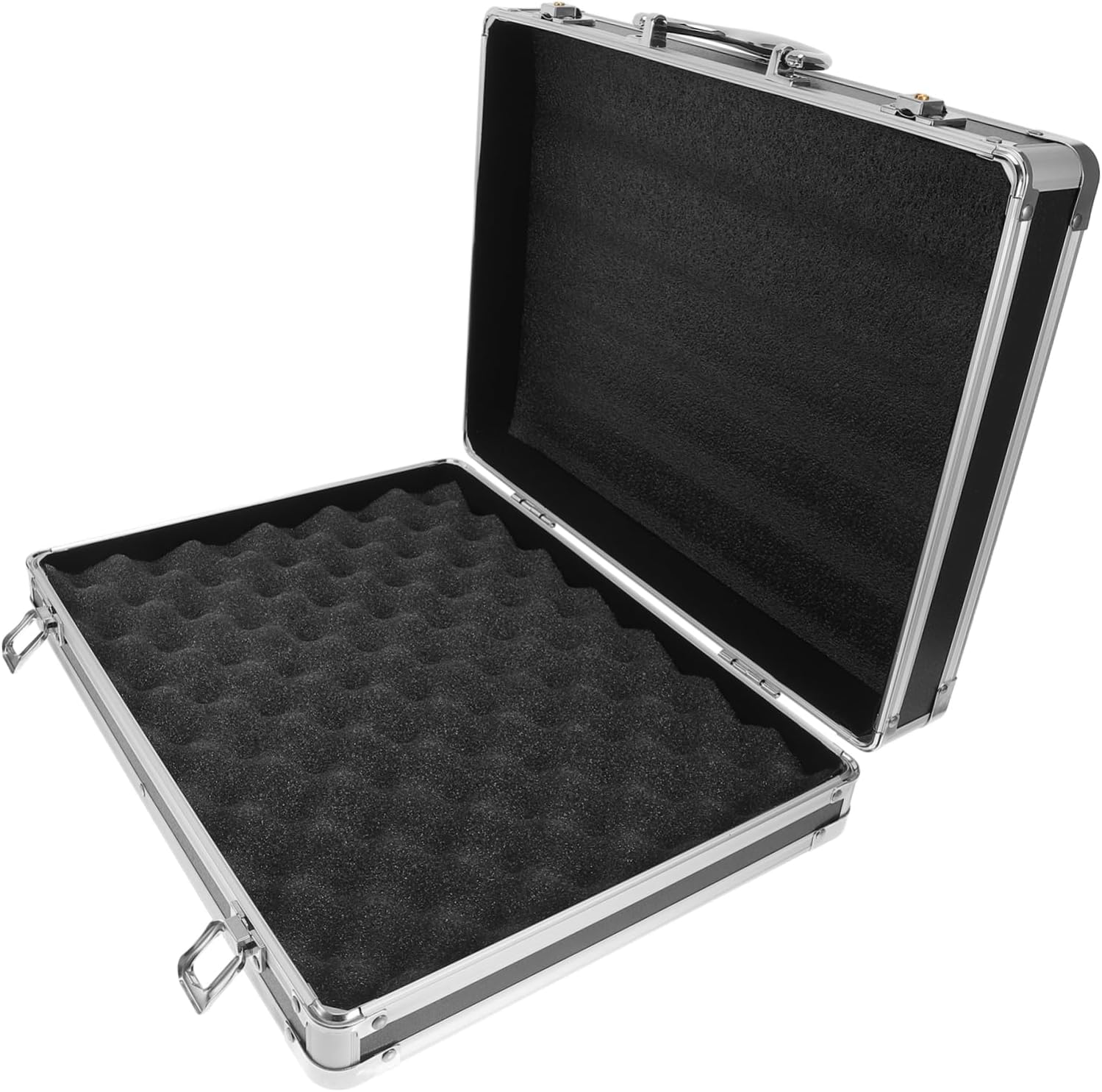 Aluminum Alloy Tool Box with Foam Interior, Portable Organizer Case | Black Finish with Multiple Dividers, Lightweight Carry Design for Tools, Instruments and Documents