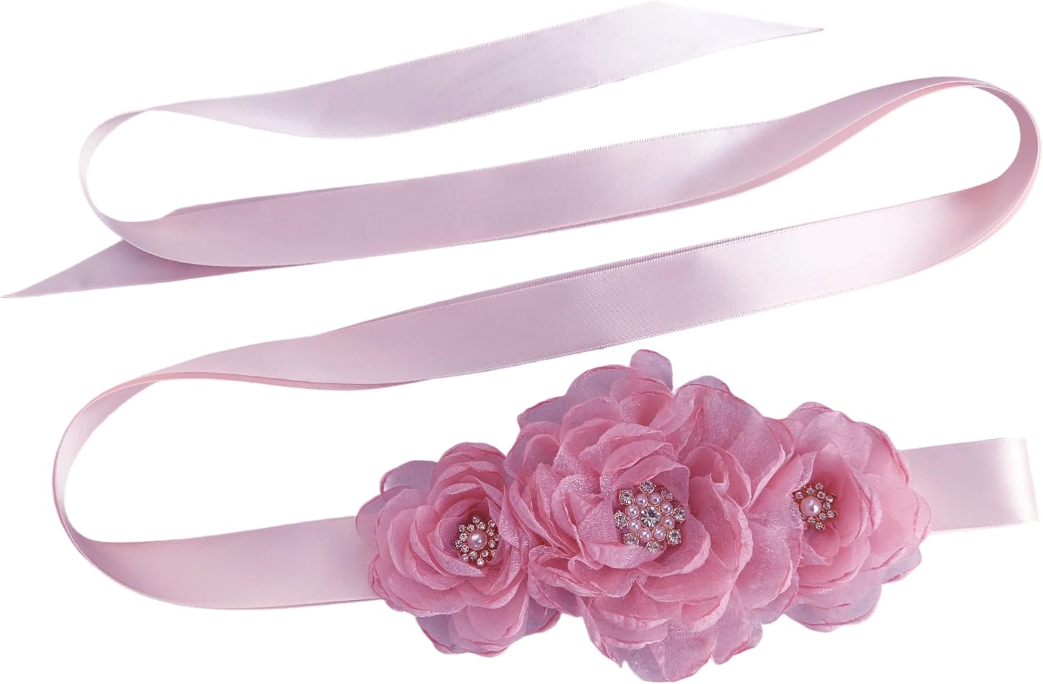 Organza Flower Girl Sash Belt, Organza Floral Sash Belt for Women Wedding Dress
