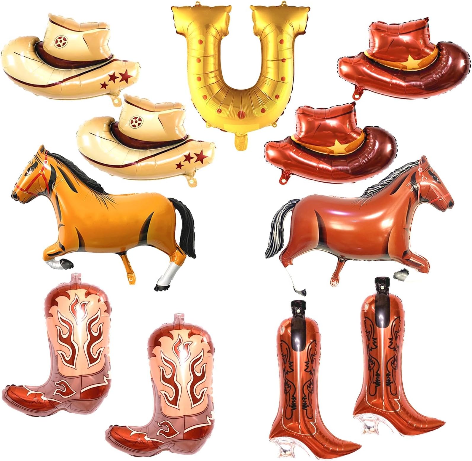 uoyoi11Pcs Cowboy Balloons,Western Themed Cowboy Hat And Boot Balloons for Western Party Decorations Cowboy Birthday Party Supplies Favors