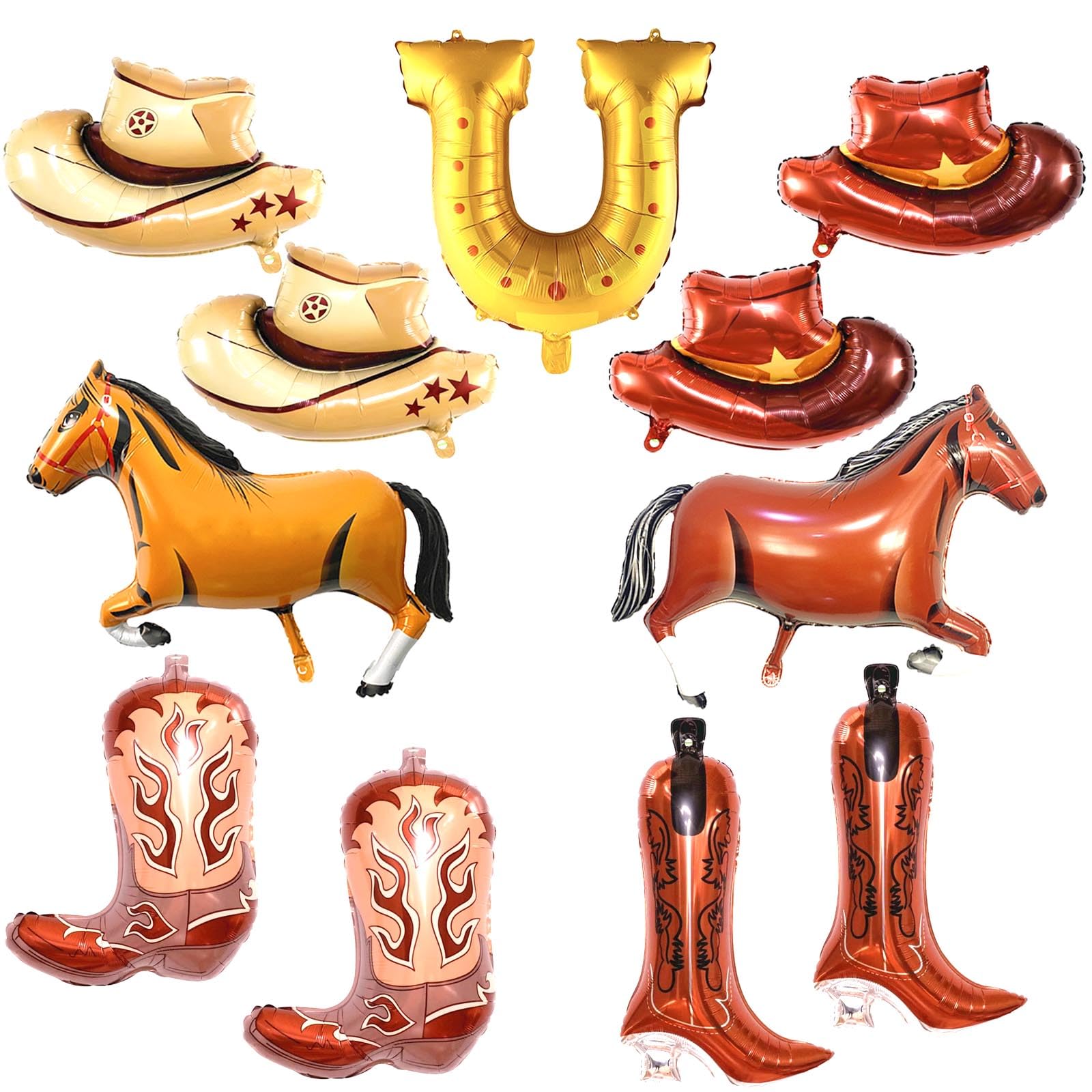 uoyoi11Pcs Cowboy Balloons,Western Themed Cowboy Hat And Boot Balloons for Western Party Decorations Cowboy Birthday Party Supplies Favors