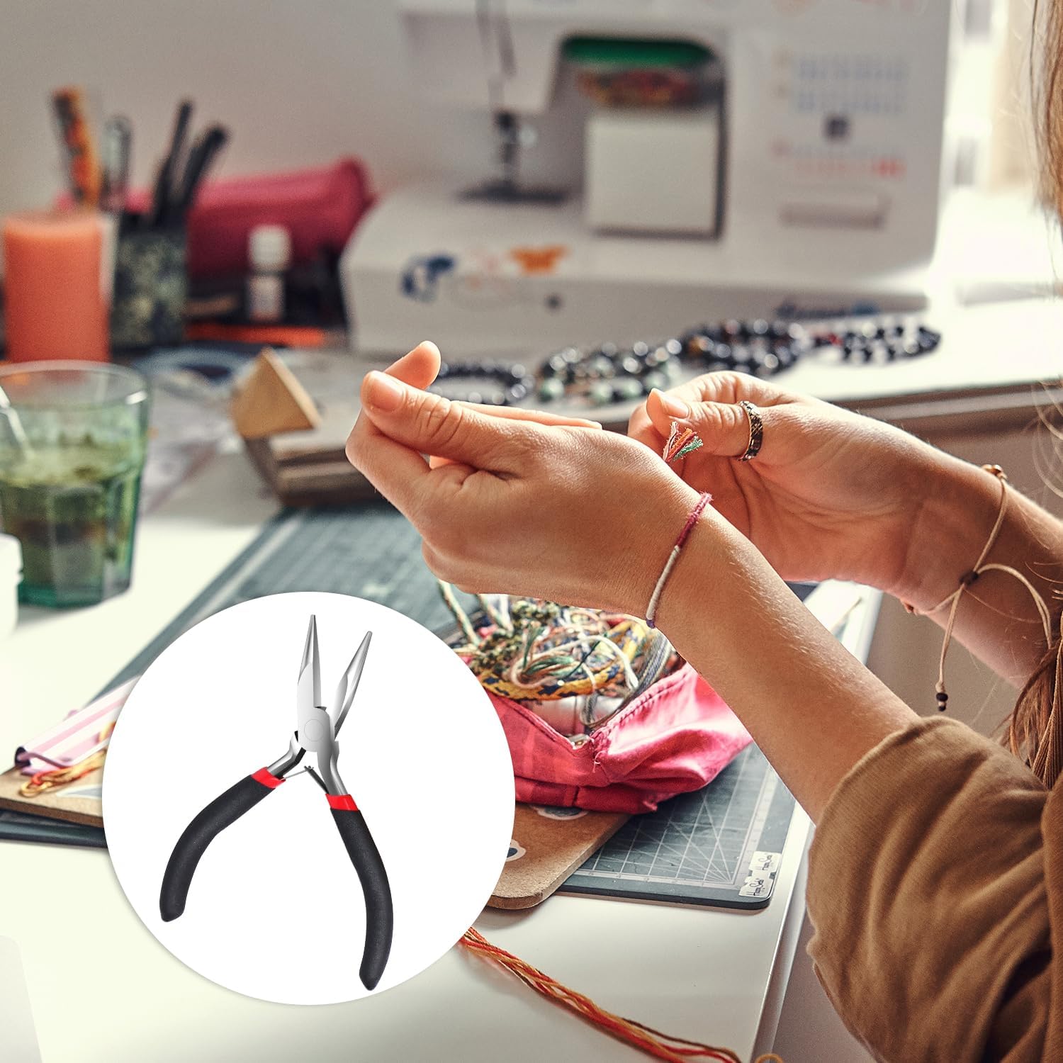 Black Needle Nose Pliers 4.5 Inch Long Nose Pliers with Comfort Grip for Jewelry Making, Handmade Craft, Wire Wrapping