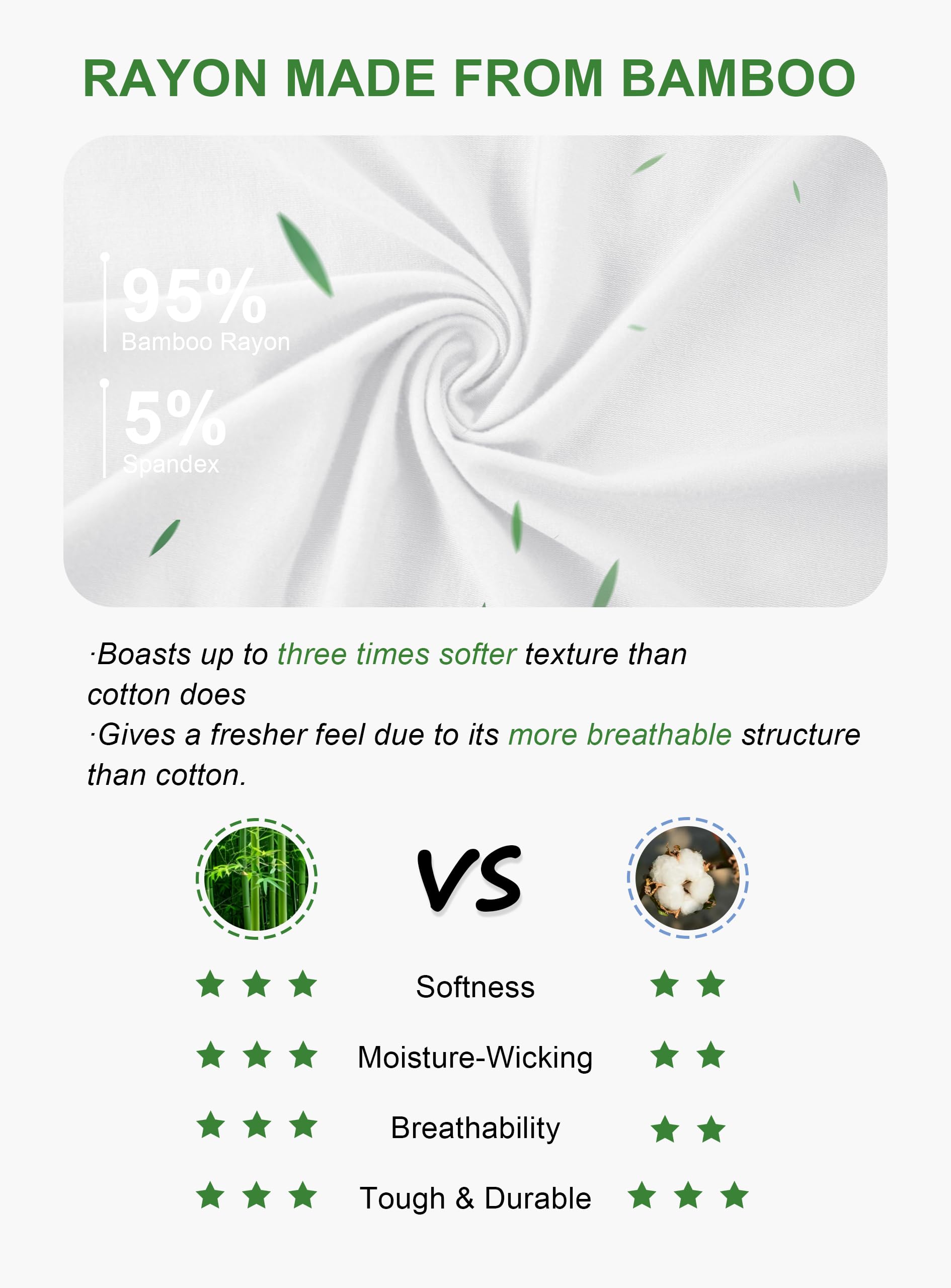 COLORFULLEAF Camisetas sin mangas de rayón de bambú para hombre, cuello redondo, elásticas, paquete (1 o 3)