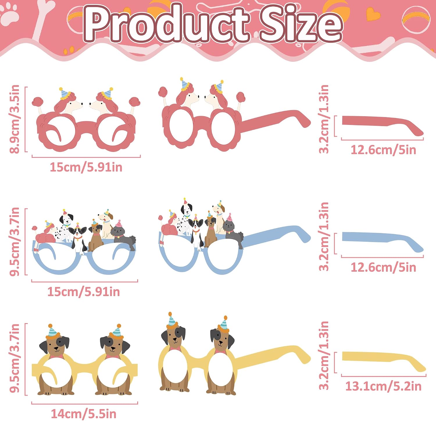 32 Pcs Retro Puppy Party Decorations Vintage Dog Theme Glasses Props Retro Dog Photo Booth Accessories Birthday Party Favors Costume Eyewear for Boys Girls Adults Birthday Baby Shower Decorations image 2