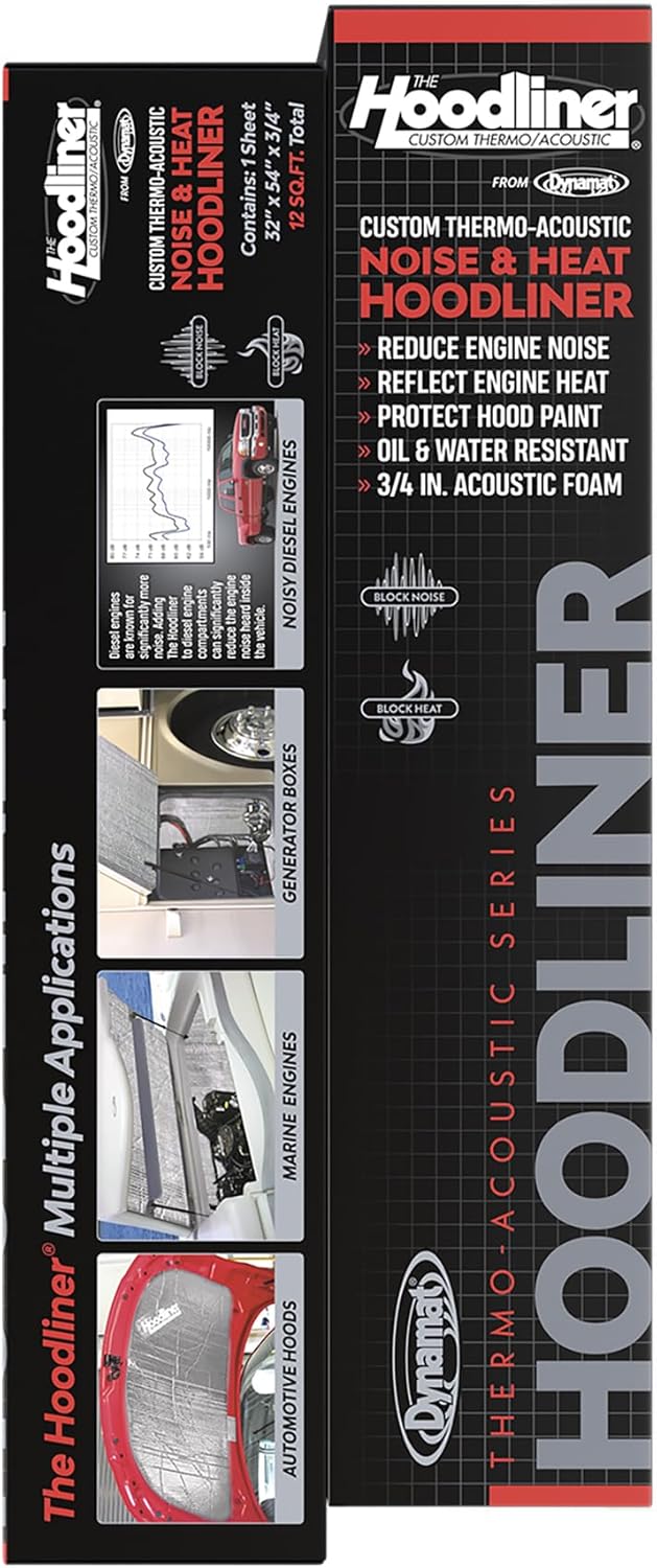 DYNAMAT 11905 Hoodliner 32" x 54" x 3/4" Thick Self-Adhesive Sound Deadener – Made in USA