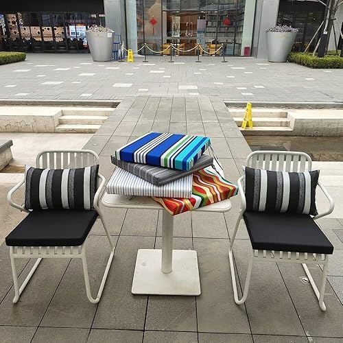 Miniatura 5 de Cojines Oudoor para muebles de patio de 16 x 16 x 2 pulgadas, juego de 4 cojines de esponja de alta densidad, almohadillas para sillas de comedor