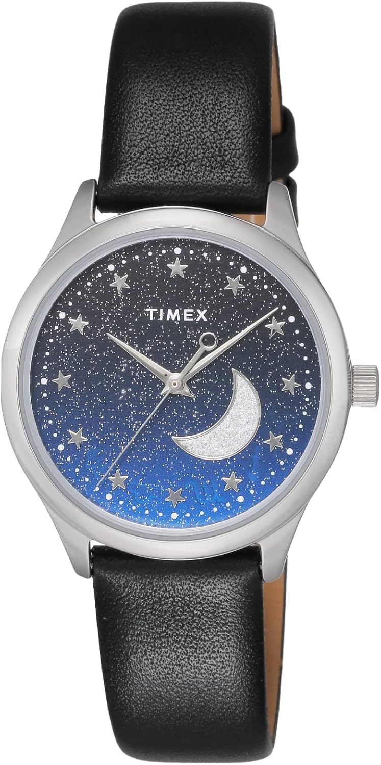 Timex Classic Leather Glitter Dial Ladies Watch TW2V49200