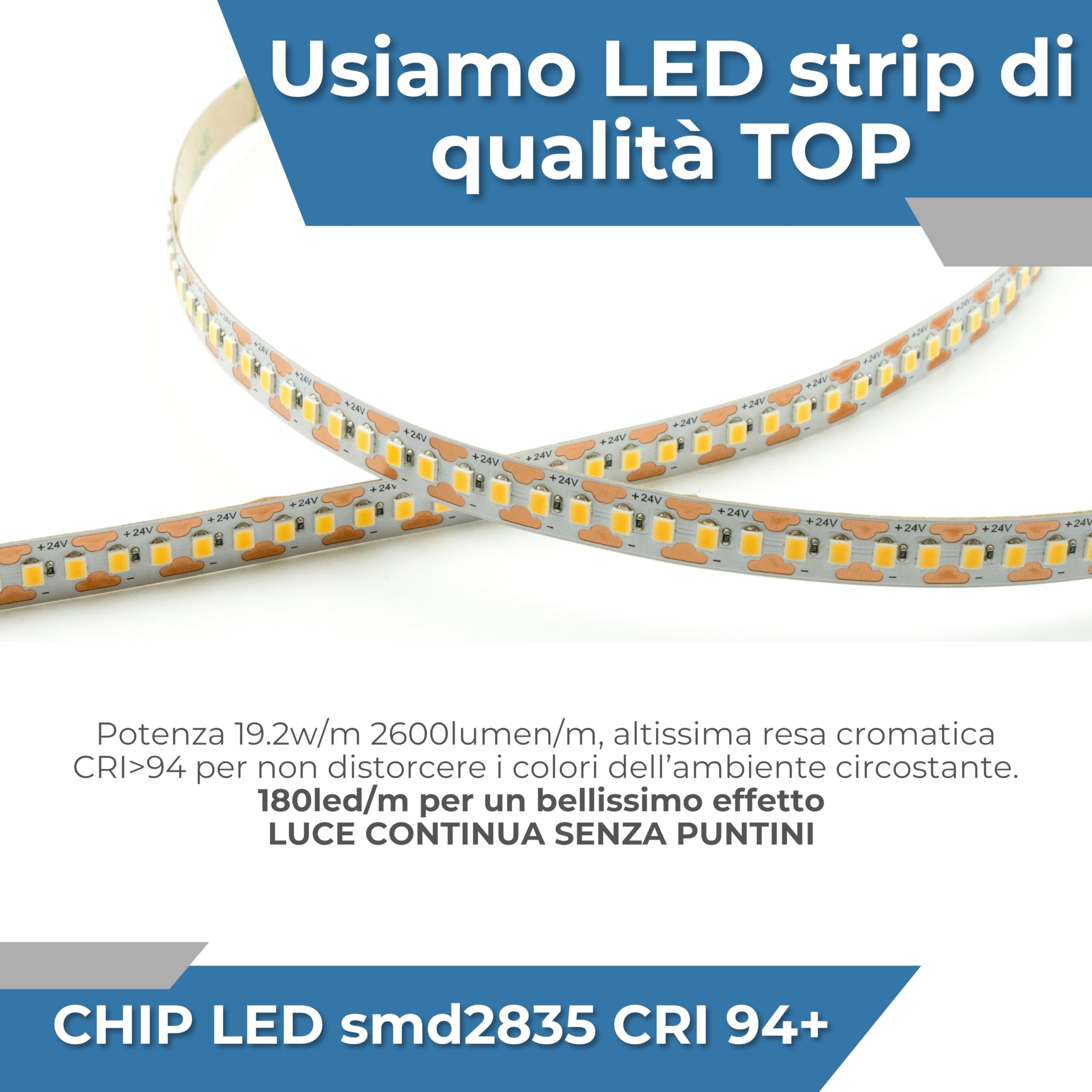 AFTERTECH Barra LED Profilo Alluminio PIATTO BIANCO SU MISURA al centimetro da 20 a 400cm in pezzo UNICO - LUCE POTENTE 19,2w/m 180led/m - PERSONALIZZABILE - MADE IN ITALY - Sottopensile Cucina
