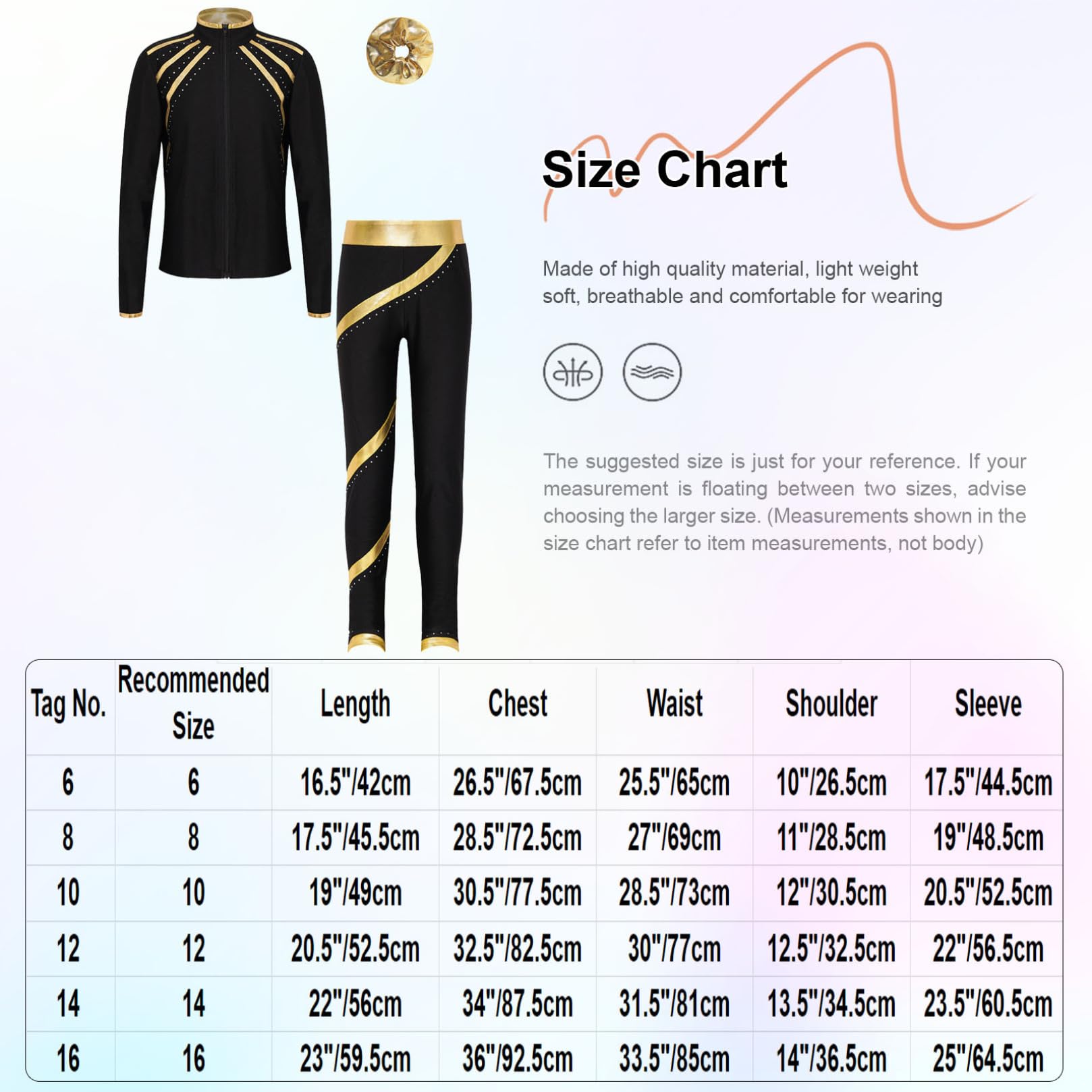 ranrann Enfant Fille Tenue Patinage Artistique Ensemble Veste et Legging Elastique des Cheveux Costume Sport Gymnastique Danse 5-16 Ans