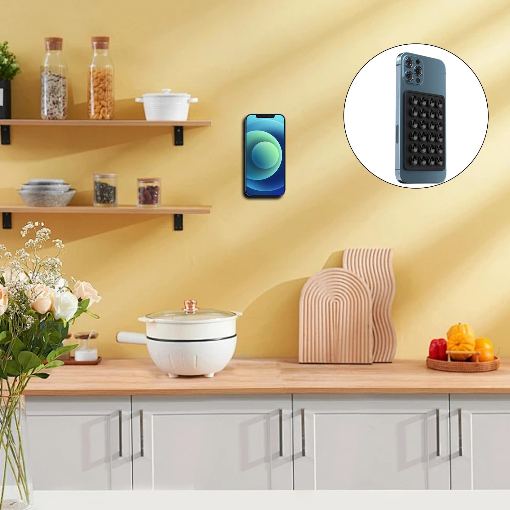 Yoaeyok 4 Pezzi Supporto Telefono Con Ventosa Silicone, Adsorbimento Su