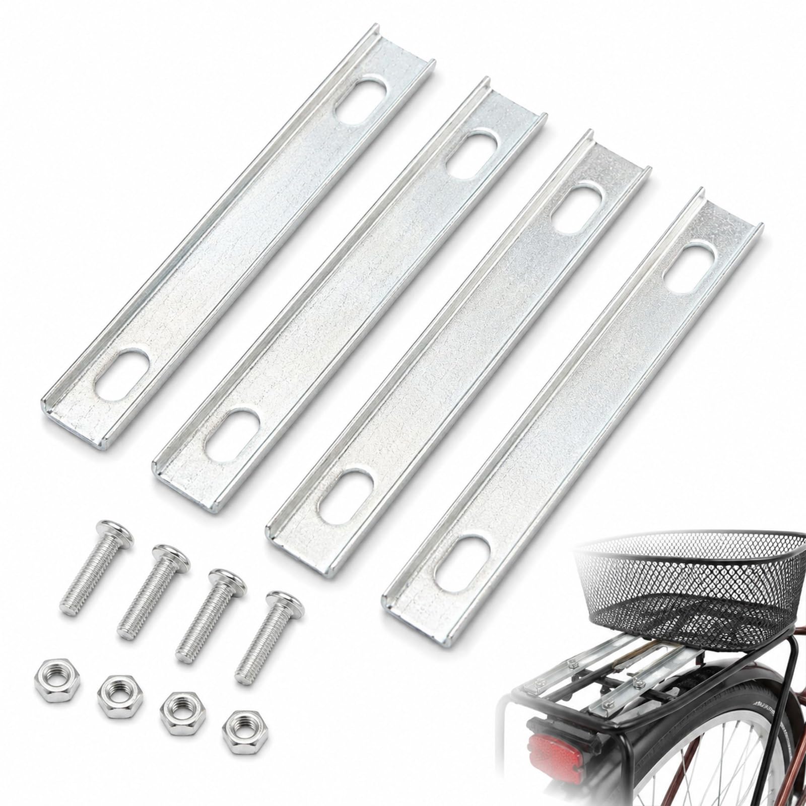 Solvind Bike Basket Mounting Bracket Kit, Sturdy Iron Bicycle Rack Basket Mount with Screws and Nuts for Rear Cargo Rack Installation, Also for DIY Crafts and Home Decor