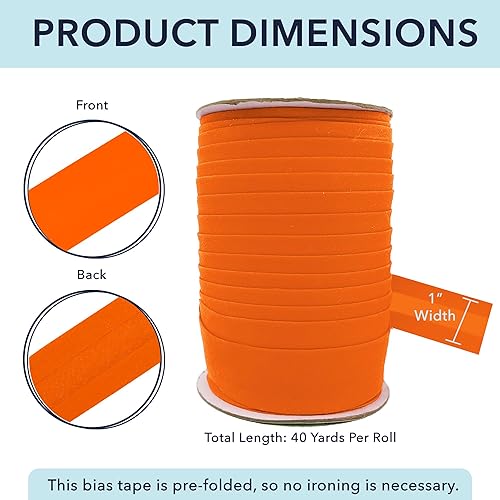 Miniatura 105 de Mandala Crafts Cinta al bies de un solo pliegue de 5/8 pulgadas para coser, acolchar, tuberías, dobladillo, manta y encuadernación de colcha, cinta