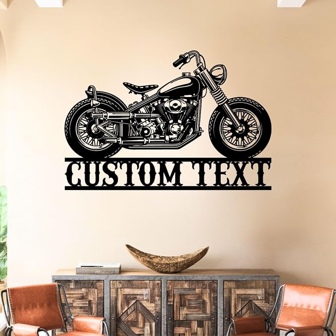 Custom Motorbike Sign, Personalized Metal Wall Decor, Customized Name Sign, Custom Rustic Wall Art, Vintage Metal Art for Livingroom, Bedroom