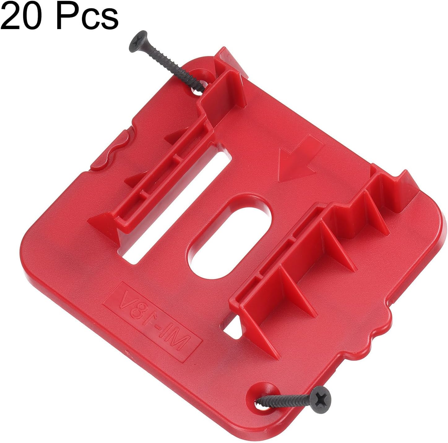 HARFINGTON 20pcs Battery Holder Wall Mount Tool Holder Dock Battery Storage Rack for M18 18V Battery, Red