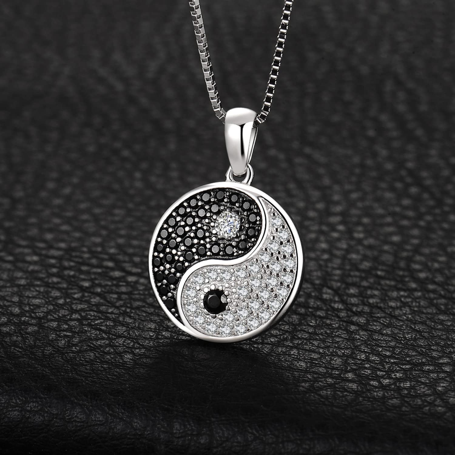 JewelryPalace Collana Donna Yin Yang Argento 925 con Naturale Spinello Nero, Tai Chi Collana Ciondolo Pietra a Taglio Rotondo con Catena 45cm, Collane Pendenti Anniversario Set Gioielli Donna