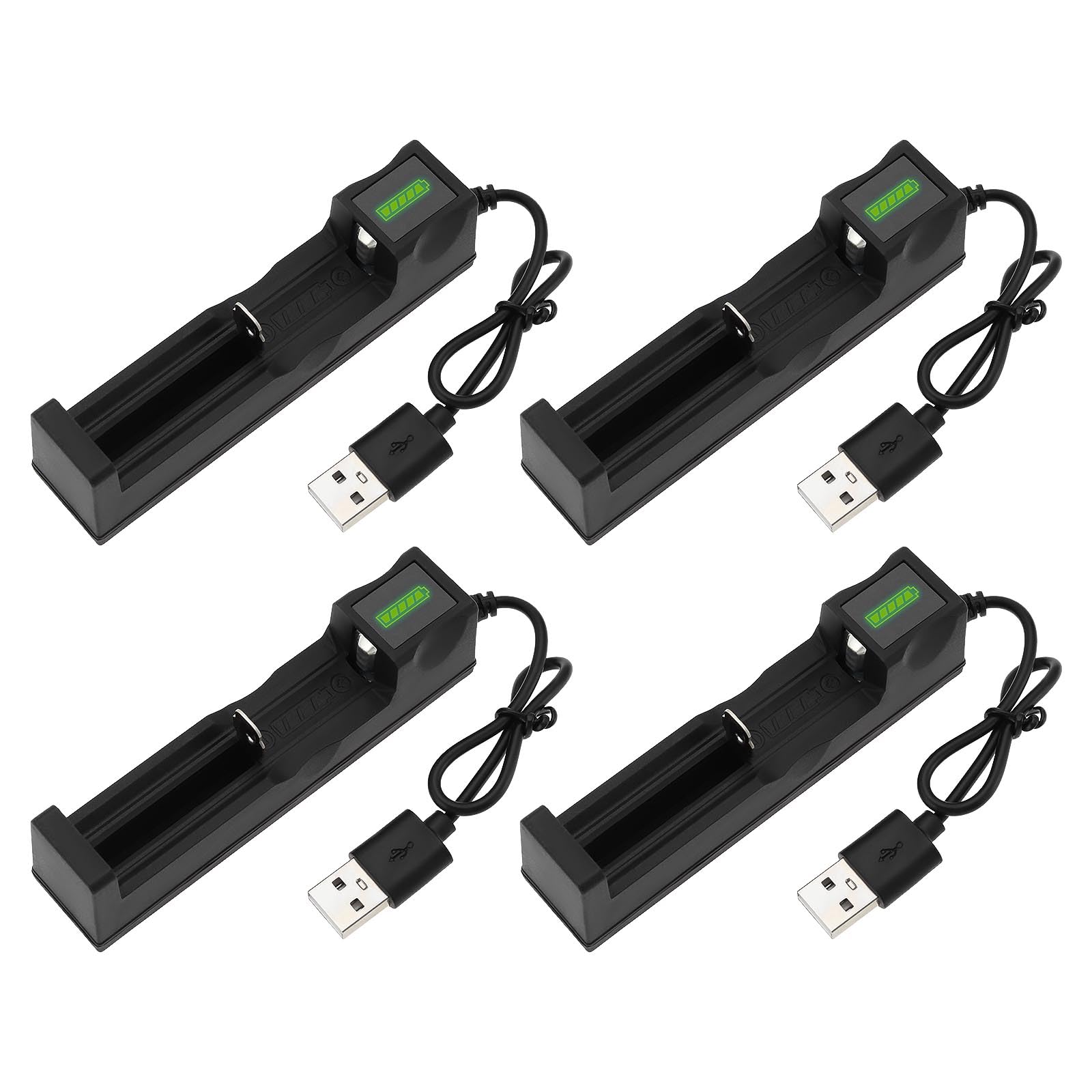OTOTEC 4PCS 4.2V One Slot Battery USB Charger Battery Charger Adapter for 3.7V 18650 14500 16340 14650 Rechargeable Li-Ion Batteries