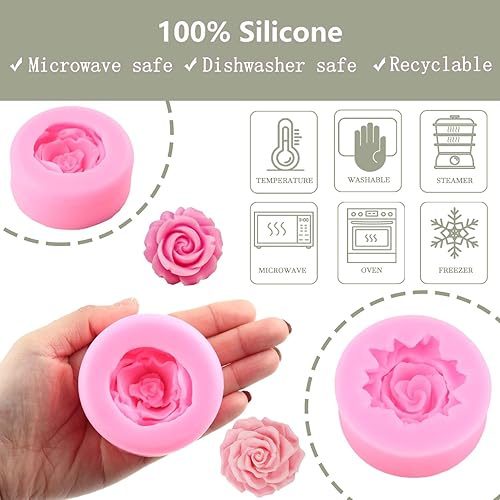 Vista 57 de ZiXiang Moldes de silicona para jabón de flores 3D de peonía, molde de silicona para fondant, molde de vela de resina para decoración de pasteles