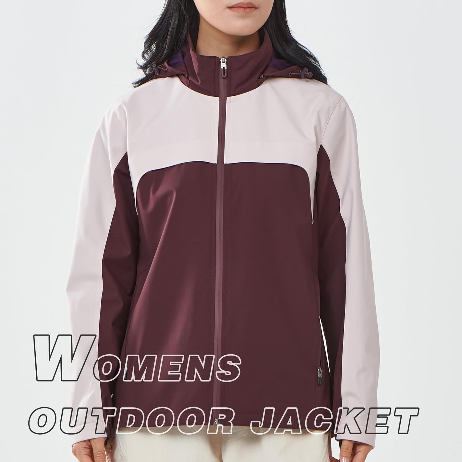 Womens Rain Jacket Windbreaker Womens Outdoor Softshell Jacket Zip Up Hoodie Women