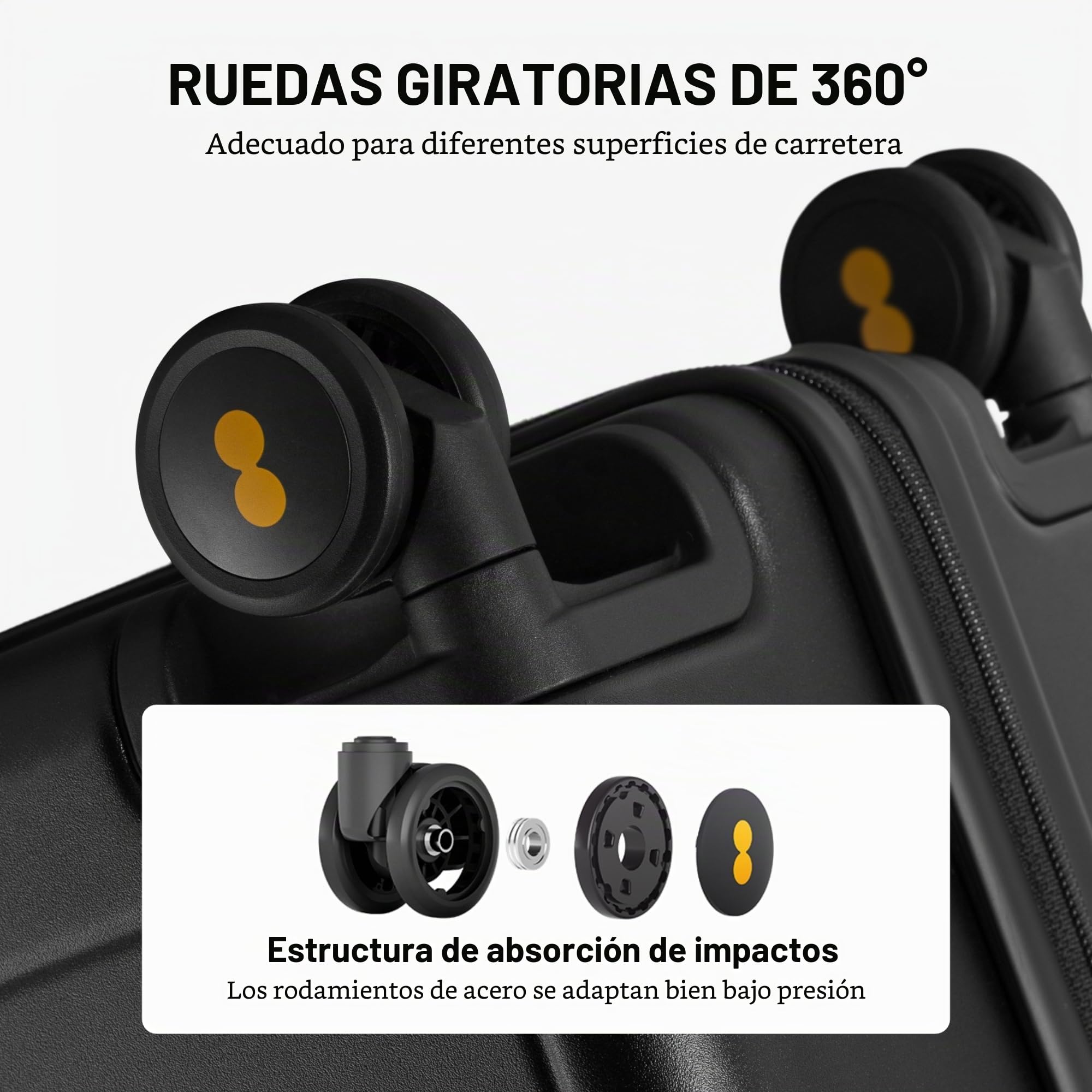 LEVEL8 Juego 3 Maletas Grande facturada 40L+65L+105L PC TSA 4ruedas Negro | TSA,4ruedas Silenciosa,Policarbonato
