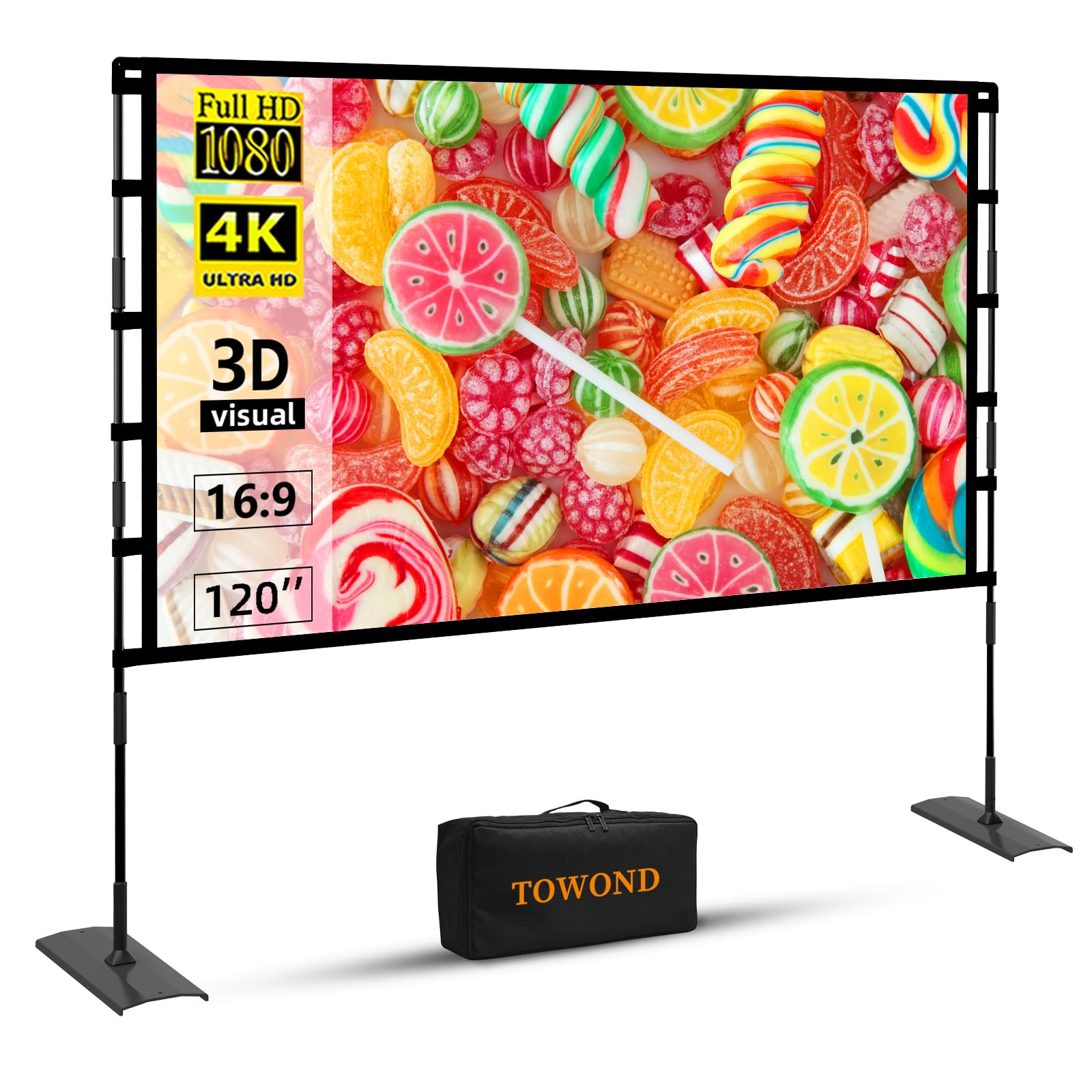 Aazon.co: TOWOND Projector Screen 100 Inch Projection Screen Indoor - View #11