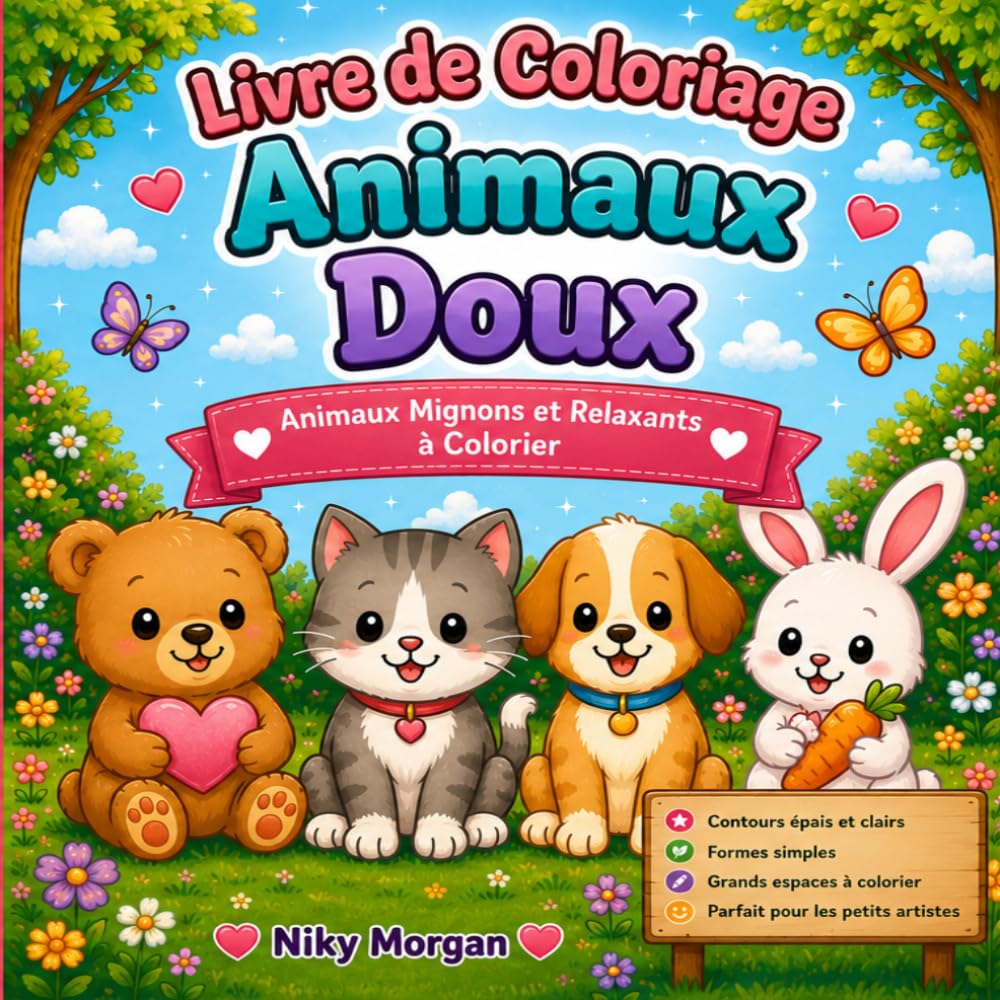 Livre de Coloriage Animaux Doux: Animaux Mignons et Relaxants à Colorier (Cozy Coloring Adventures)