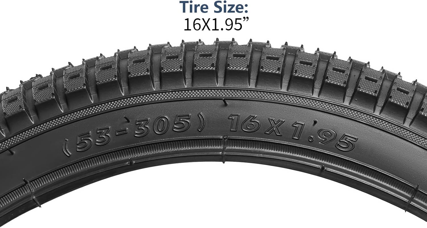 YUNSCM 2-PCS 16" Bike Tires 16x1.95/53-305 Compatible with Kid Bike 16 x 1.95 All-Terrain Directional Tread Bicycle Tires