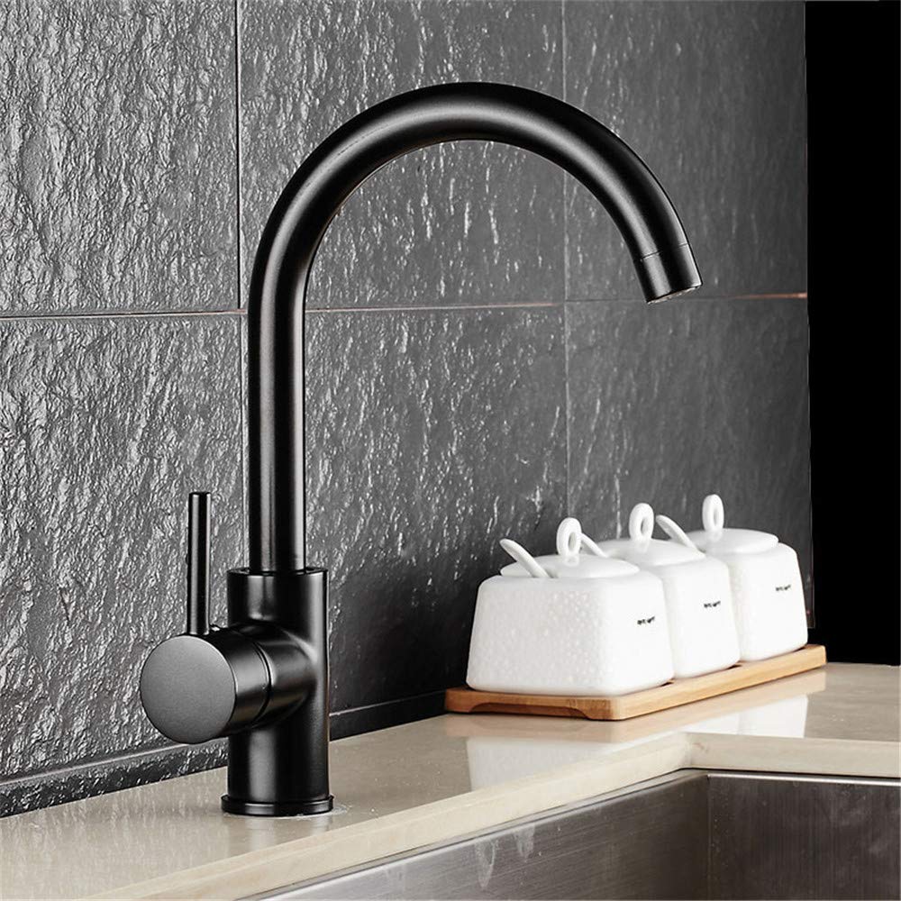 Negro Grifo De La Cocina Del Eslabón Giratorio De 360 ​​Grados Fregadero, Vegetales Codo Del Grifo Del Lavabo Con Aireador Retro Del Orbe Hornear Paint Grifo