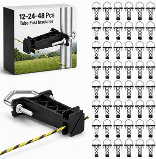 Tondiamo 48 Pcs Tube Post Insulator, Electric Chain Link Fence T Post Extender Insulators for Square Round Pipe Tubing Wire Vinyl Picket Fence (Black)