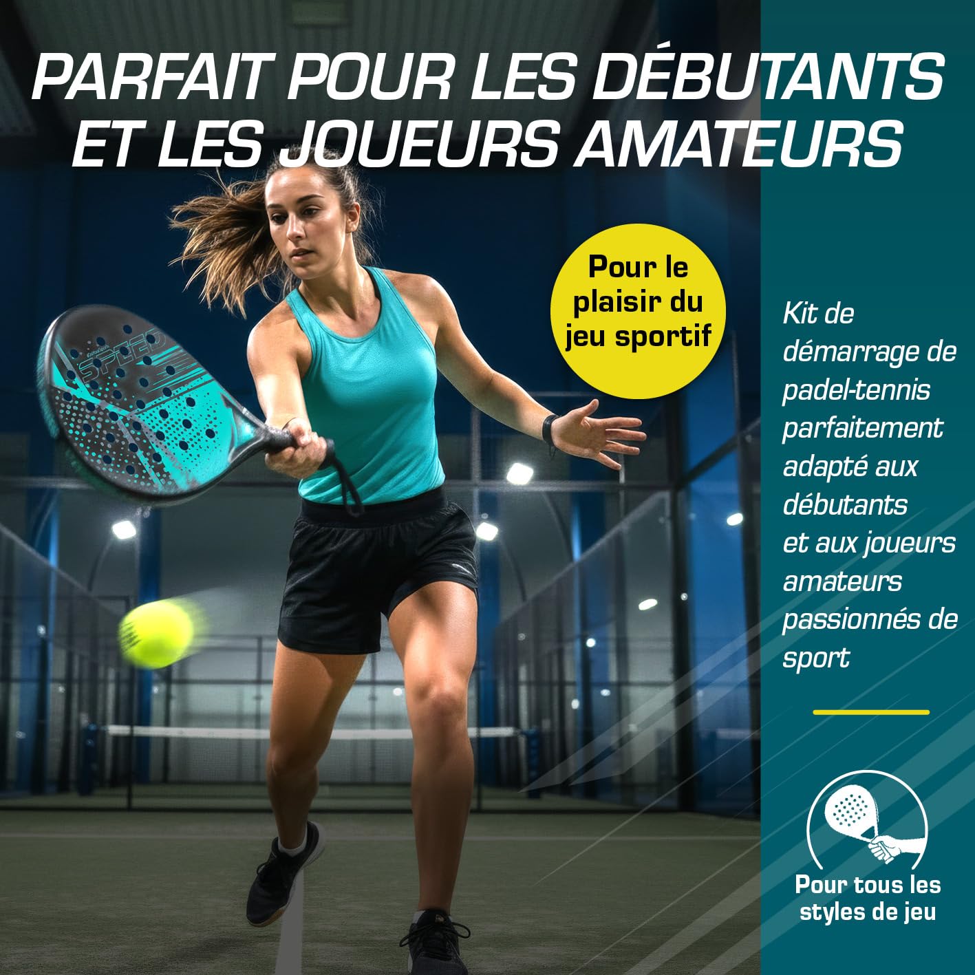 #DoYourSports Kit de Raquettes de Padel | Raquettes de Padel et kit de démarrage, 2 Raquettes pour Le Padel avec Balle et Filet | Poignée antidérapante, idéale pour l'entraînement et Les Loisirs