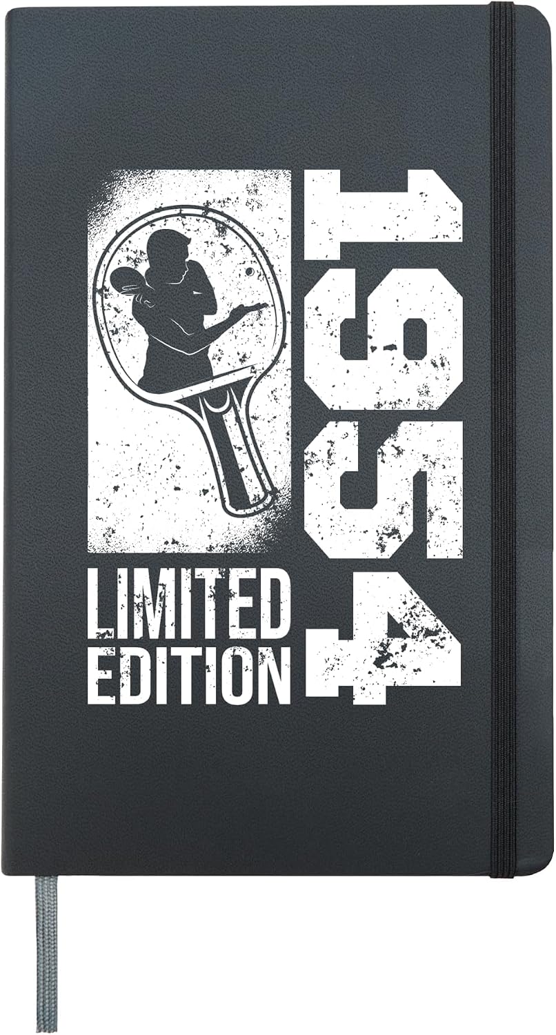 Table-Tennis Player Vintage born 1954 Birthday Ping-Pong Hardcover Journal, Black