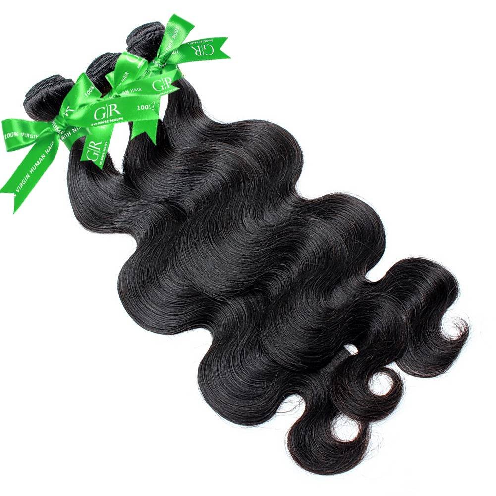 GoldRose Beauty Grade 6A 100% Brazilian Virgin Human Hair Extensions Body Wave,1 Bundle 16 Inches Natural Black Color