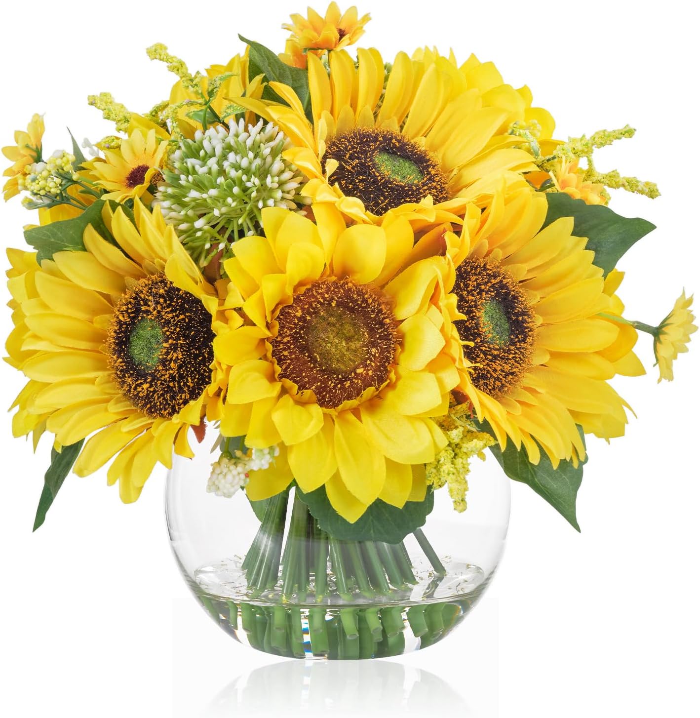 WELL KNOWN Sunflower Decor Arrangement as Table Centerpieces, Artificial Flowers in Vase for Home Decor Yellow Sunflower Centerpieces for Dinning Tea Coffee Table and Kitchen Decor & Gift