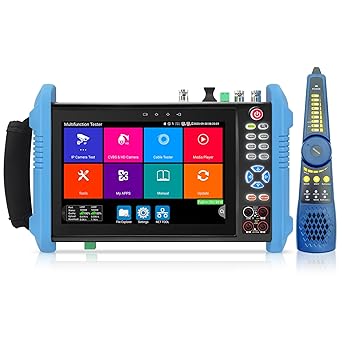 Rsrteng CCTV Camera Tester, 8K 32MP 4K 12MP IP Camera Tester with POE++ Max 90W 8MP AHD CVI TVI SDI Coaxial Camera Test Digital Multimeter 1CH SFP Interfaces Cable Tester Network Tools